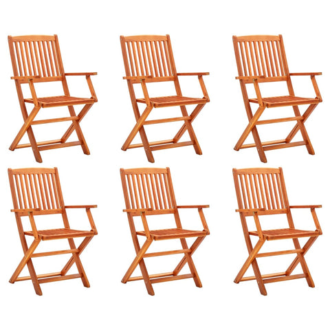 ZNTS Folding Garden Chairs 6 pcs Solid Eucalyptus Wood 3087147