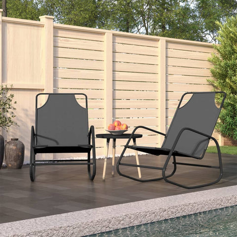 ZNTS Rocking Sun Loungers 2 pcs Grey Steel and Textilene 318141
