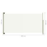 ZNTS Patio Retractable Side Awning 160x300 cm Cream 317839