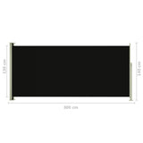 ZNTS Patio Retractable Side Awning 140x300 cm Black 317874