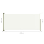 ZNTS Patio Retractable Side Awning 140x300 cm Cream 317875