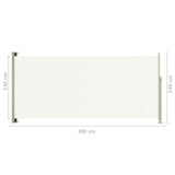 ZNTS Patio Retractable Side Awning 140x300 cm Cream 317875