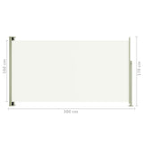 ZNTS Patio Retractable Side Awning 170x300 cm Cream 317887