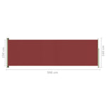 ZNTS Patio Retractable Side Awning 160x500 cm Red 317925