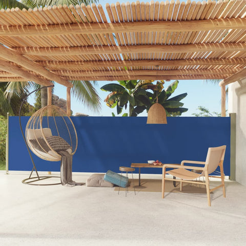 ZNTS Patio Retractable Side Awning 140x600 cm Blue 317954