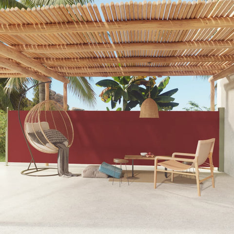 ZNTS Patio Retractable Side Awning 140x600 cm Red 317955