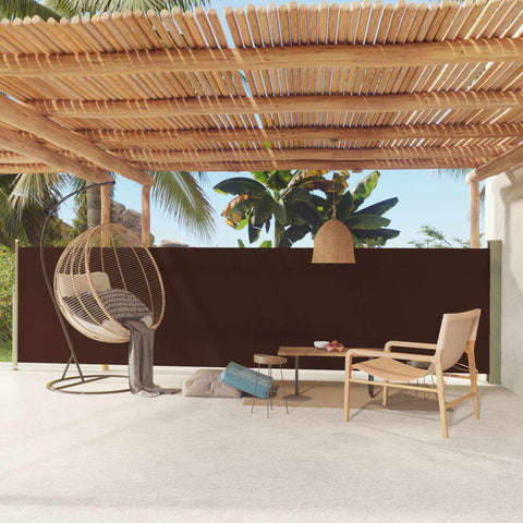 ZNTS Patio Retractable Side Awning 140x600 cm Brown 317957