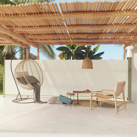 ZNTS Patio Retractable Side Awning 160x600 cm Cream 317959