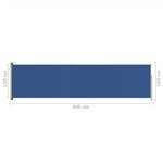 ZNTS Patio Retractable Side Awning 160x600 cm Blue 317960