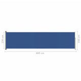 ZNTS Patio Retractable Side Awning 160x600 cm Blue 317960