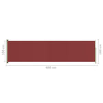 ZNTS Patio Retractable Side Awning 160x600 cm Red 317961