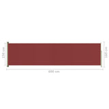 ZNTS Patio Retractable Side Awning 160x600 cm Red 317961