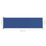 ZNTS Patio Retractable Side Awning 180x600 cm Blue 317966