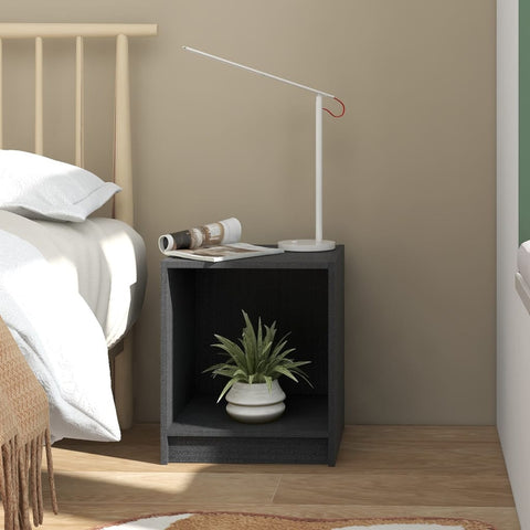 ZNTS Bedside Cabinet Grey 35.5x33.5x41.5 cm Solid Pinewood 809923