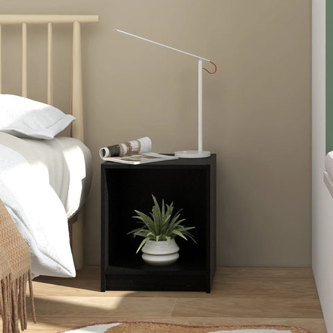 ZNTS Bedside Cabinet Black 35.5x33.5x41.5 cm Solid Pinewood 809927