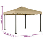 ZNTS Gazebo Taupe 3x3 m Aluminium and Steel 318522