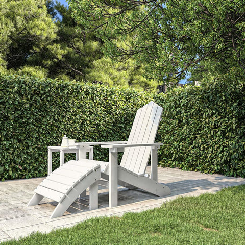 ZNTS Garden Adirondack Chair with Footstool HDPE White 318645