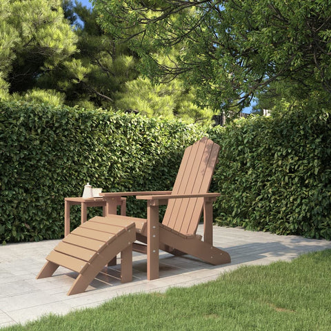 ZNTS Garden Adirondack Chair with Footstool HDPE Brown 318647