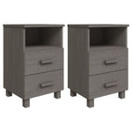 ZNTS Bedside Cabinets HAMAR 2 pcs Light Grey 40x35x62 cm Solid Wood 340419
