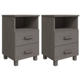 ZNTS Bedside Cabinets HAMAR 2 pcs Light Grey 40x35x62 cm Solid Wood 340419