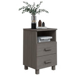 ZNTS Bedside Cabinets HAMAR 2 pcs Light Grey 40x35x62 cm Solid Wood 340419