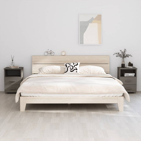 ZNTS Bedside Cabinets HAMAR 2 pcs Light Grey 40x35x62 cm Solid Wood 340419