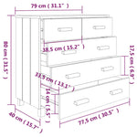 ZNTS Sideboard HAMAR White 79x40x80 cm Solid Wood Pine 340421