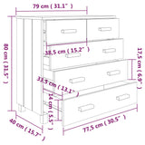 ZNTS Sideboard HAMAR White 79x40x80 cm Solid Wood Pine 340421