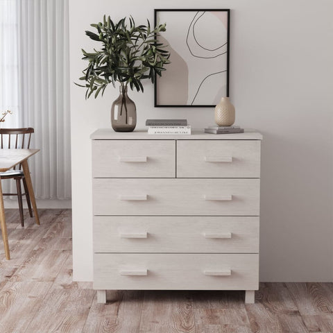 ZNTS Sideboard HAMAR White 79x40x80 cm Solid Wood Pine 340421