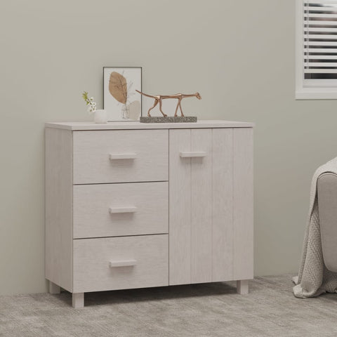 ZNTS Sideboard HAMAR White 90x40x80 cm Solid Pinewood 340429