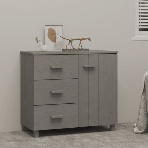 ZNTS Sideboard HAMAR Light Grey 90x40x80 cm Solid Pinewood 340431