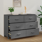 ZNTS Sideboard HAMAR Dark Grey 113x40x80 cm Solid Wood Pine 340450