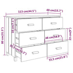 ZNTS Sideboard HAMAR Dark Grey 113x40x80 cm Solid Wood Pine 340450