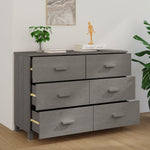 ZNTS Sideboard HAMAR Light Grey 113x40x80 cm Solid Wood Pine 340451