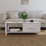 ZNTS Coffee Table HAMAR White 100x55x35 cm Solid Wood Pine 340453