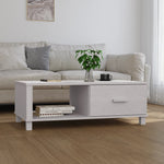 ZNTS Coffee Table HAMAR White 100x55x35 cm Solid Wood Pine 340453