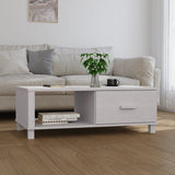 ZNTS Coffee Table HAMAR White 100x55x35 cm Solid Wood Pine 340453