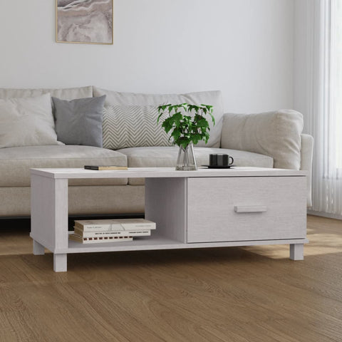 ZNTS Coffee Table HAMAR White 100x55x35 cm Solid Wood Pine 340453