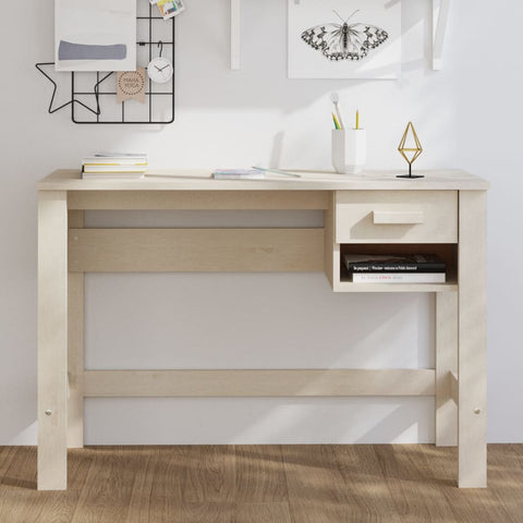 ZNTS Desk HAMAR Honey Brown 110x40x75 cm Solid Wood Pine 340456