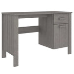 ZNTS Desk HAMAR Light Grey 113x50x75 cm Solid Wood Pine 340463