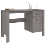 ZNTS Desk HAMAR Light Grey 113x50x75 cm Solid Wood Pine 340463