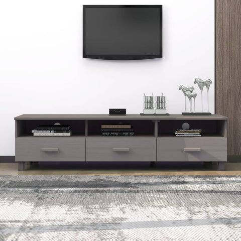 ZNTS TV Cabinet HAMAR Light Grey 158x40x40 cm Solid Wood Pine 340475