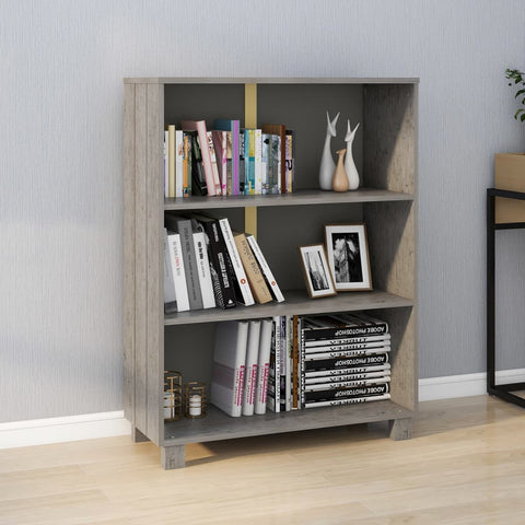 ZNTS Book Cabinet HAMAR Light Grey 85x35x112 cm Solid Wood Pine 340487