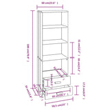 ZNTS Highboard HAMAR Honey Brown 60x35x180 cm Solid Wood Pine 340488
