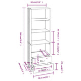 ZNTS Highboard HAMAR Light Grey 60x35x180 cm Solid Wood Pine 340491