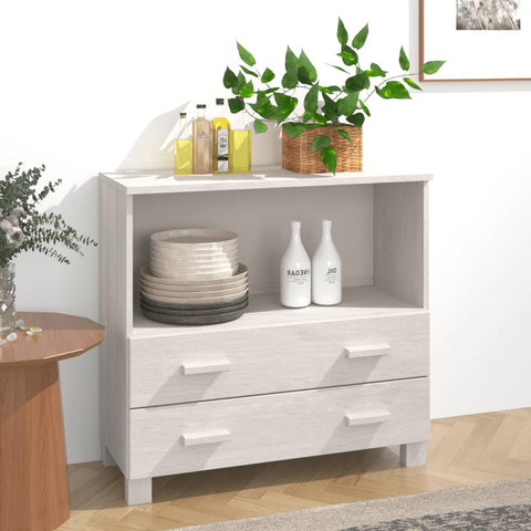 ZNTS Sideboard HAMAR White 85x35x80 cm Solid Wood Pine 340497