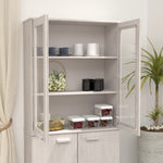 ZNTS Top for Highboard HAMAR White 85x35x100 cm Solid Wood Pine 340505