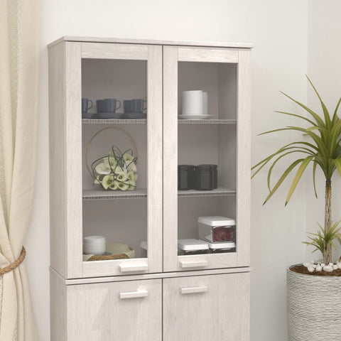ZNTS Top for Highboard HAMAR White 85x35x100 cm Solid Wood Pine 340505