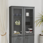 ZNTS Top for Highboard HAMAR Dark Grey 85x35x100cm Solid Wood Pine 340506