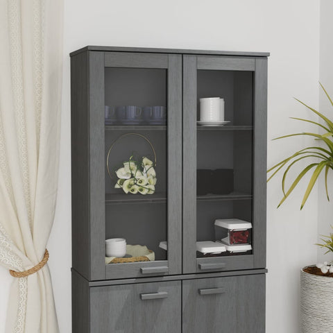 ZNTS Top for Highboard HAMAR Dark Grey 85x35x100cm Solid Wood Pine 340506